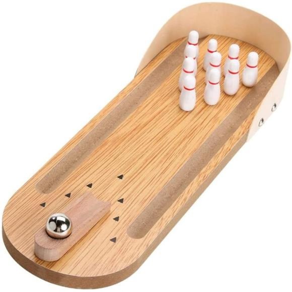 Table Top Mini Bowling Game Set-Tabletop Wooden Board Mini Arcade Desktop - Picture 1 of 6